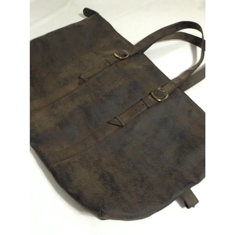 Wells Fargo R-Bag Tote Briefcase Distress Brown Faux Leather Shoulder Bag Large